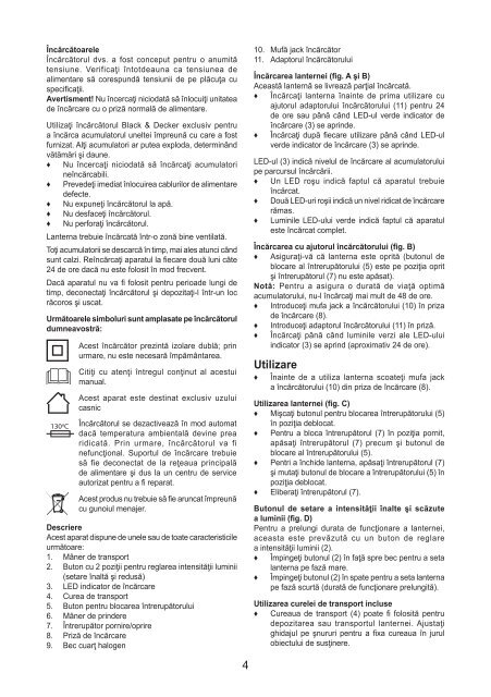 BlackandDecker Spot- Bdsl301 - Type 1 - Instruction Manual (Roumanie)