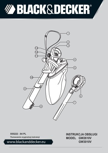 BlackandDecker Souffleur- Gw2610v - Type 1 - Instruction Manual (Pologne)