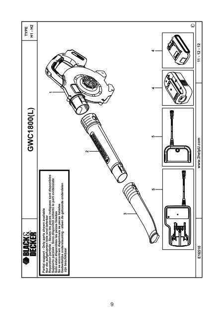 BlackandDecker Aspirateur Soufflant- Gwc1800 - Type H1 - Instruction Manual (Pologne)