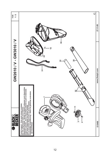 BlackandDecker Souffleur- Gw2610v - Type 2 - Instruction Manual (Tch&egrave;que)