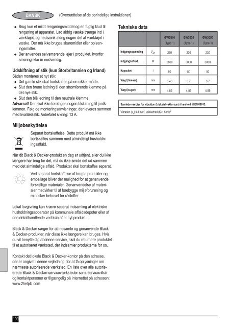 BlackandDecker Aspirateur Soufflant- Gw3030 - Type 1 - Instruction Manual (Europ&eacute;en)