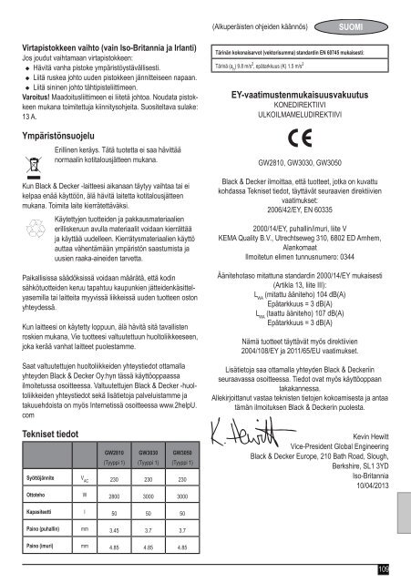 BlackandDecker Aspirateur Soufflant- Gw3030 - Type 1 - Instruction Manual (Europ&eacute;en)