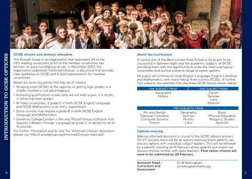 YOUR PASSPORT TO THE FUTURE CHOOSING YOUR GCSE SUBJECTS