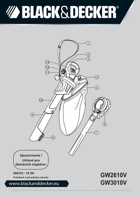 BlackandDecker Souffleur- Gw3010v - Type 2 - Instruction Manual (Slovaque)