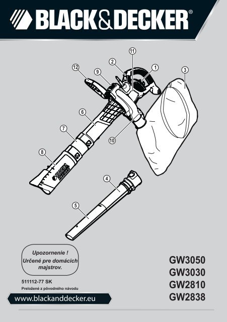 BlackandDecker Aspirateur Soufflant- Gw3050 - Type 1 - Instruction Manual (Slovaque)