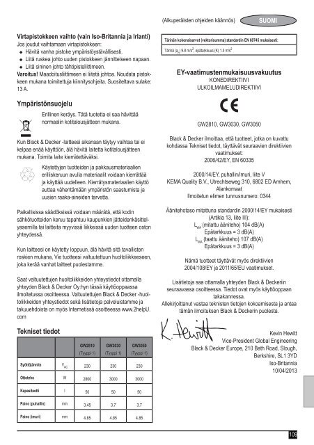 BlackandDecker Aspirateur Soufflant- Gw3050 - Type 1 - Instruction Manual (Europ&eacute;en)