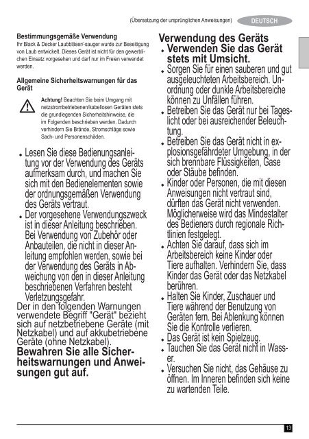 BlackandDecker Aspirateur Soufflant- Gw2810 - Type 1 - Instruction Manual (Europ&eacute;en)