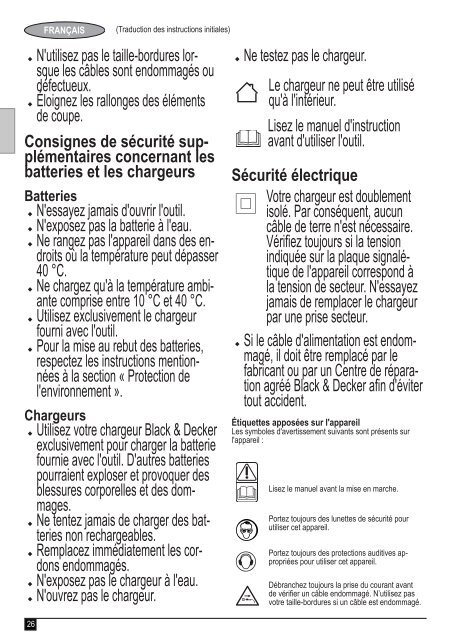 BlackandDecker Coupe-Bordurel Sans Fil- Stc1815 - Type 1 - Instruction Manual (Europ&eacute;en)