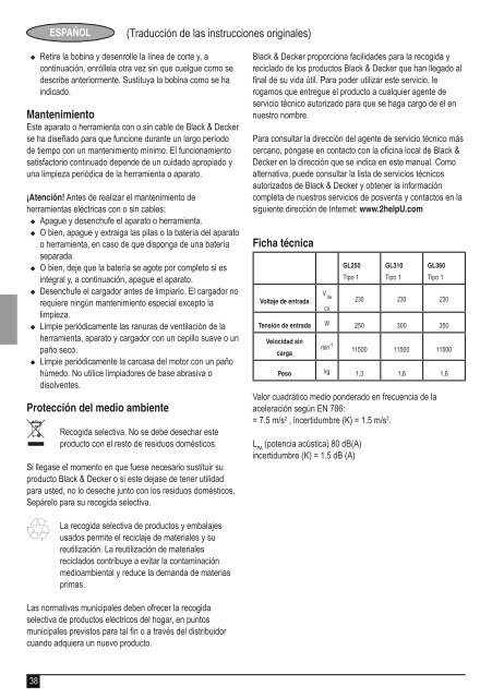 BlackandDecker Coupe-Bordure- Gl310 - Type 1 - Instruction Manual (Europ&eacute;en)