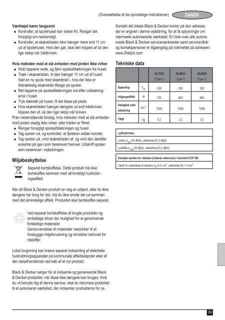 BlackandDecker Coupe-Bordure- Gl8033 - Type 1 - Instruction Manual (Europ&eacute;en)