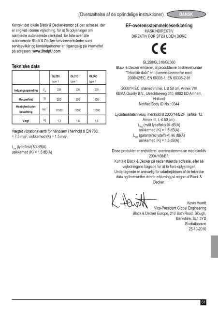 BlackandDecker Coupe-Bordure- Gl250 - Type 1 - Instruction Manual (Europ&eacute;en)