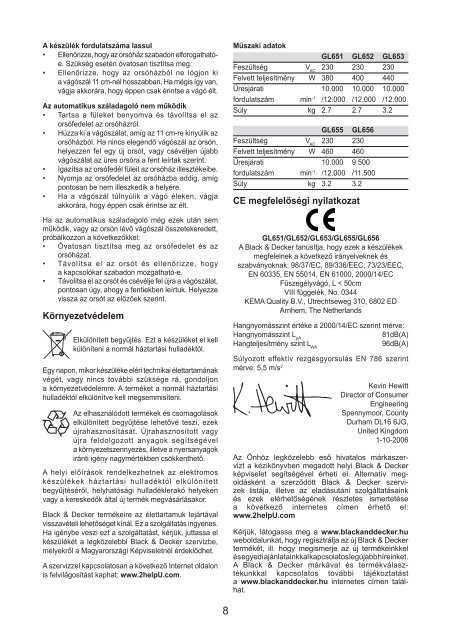 BlackandDecker Coupe-Bordure- Gl651sb - Type 1 - Instruction Manual (la Hongrie)