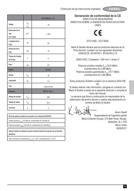 BlackandDecker Taille-Haies S/f- Gtc1850l - Type H1 - Eu - Instruction Manual (Europ&eacute;en)