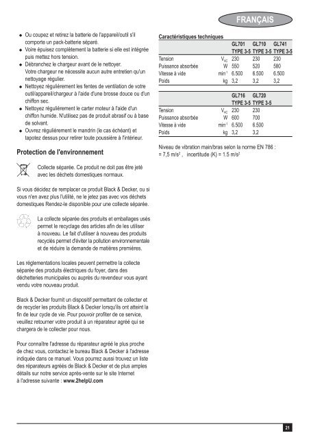 BlackandDecker Coupe-Bordure- Gl710 - Type 5 - Instruction Manual (Europ&eacute;en)