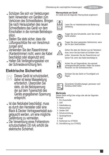 BlackandDecker Coupe-Bordure- St5530 - Type 1 - Instruction Manual (Europ&eacute;en)