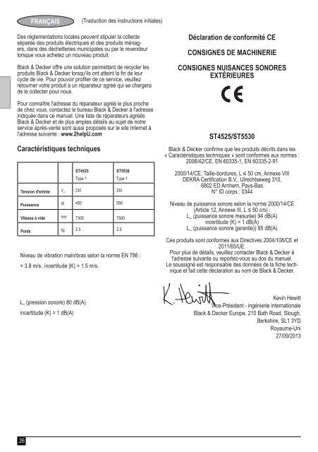 BlackandDecker Coupe-Bordure- St5530 - Type 1 - Instruction Manual (Europ&eacute;en)
