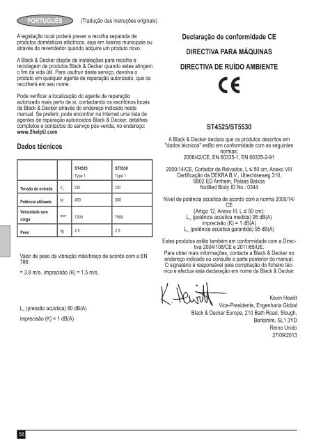 BlackandDecker Coupe-Bordure- St5530 - Type 1 - Instruction Manual (Europ&eacute;en)