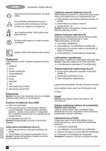 BlackandDecker Coupe-Bordure- St5530 - Type 1 - Instruction Manual (Europ&eacute;en)