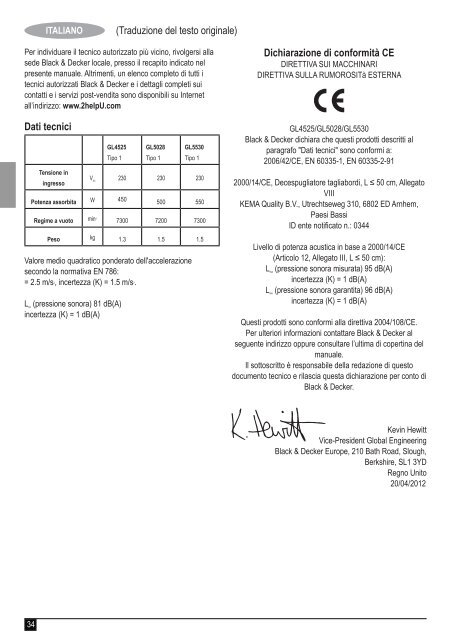 BlackandDecker Coupe-Bordure- Gl5530 - Type 1 - Instruction Manual (Europ&eacute;en)