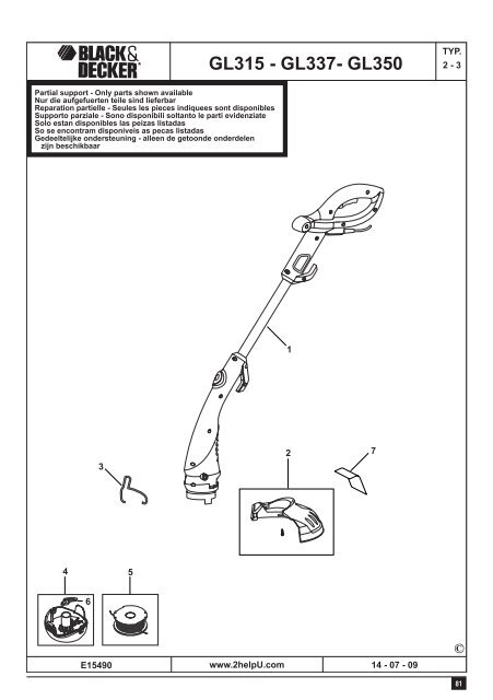 BlackandDecker Coupe-Bordure- Gl350 - Type 2 - Instruction Manual (Europ&eacute;en)