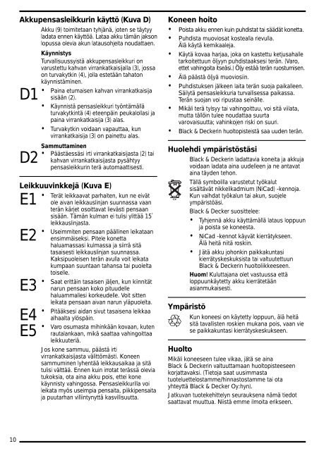 BlackandDecker Taille Haies Sans Fil- Gtc390 - Type 1 - Instruction Manual (Nordique)