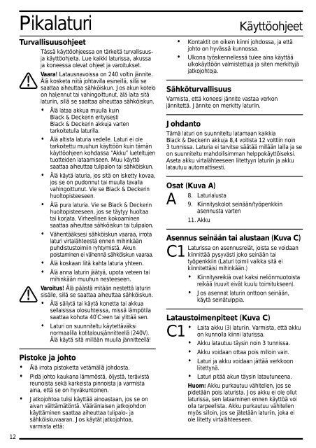 BlackandDecker Taille Haies Sans Fil- Gtc390 - Type 1 - Instruction Manual (Nordique)