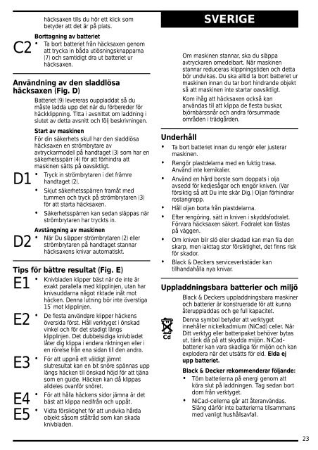 BlackandDecker Taille Haies Sans Fil- Gtc390 - Type 1 - Instruction Manual (Nordique)