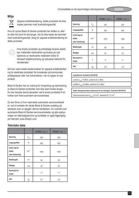 BlackandDecker Taille Haies- Gt5050 - Type 1 - Instruction Manual (Europ&eacute;en)