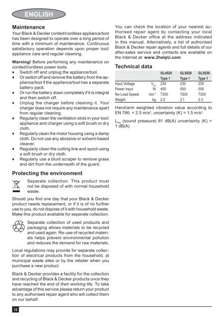 BlackandDecker Coupe-Bordure- Gl5028 - Type 1 - Instruction Manual (Europ&eacute;en Oriental)