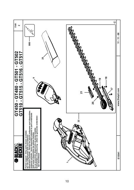 BlackandDecker Taille Haies- Gt501 - Type 2 - Instruction Manual (Tch&egrave;que)