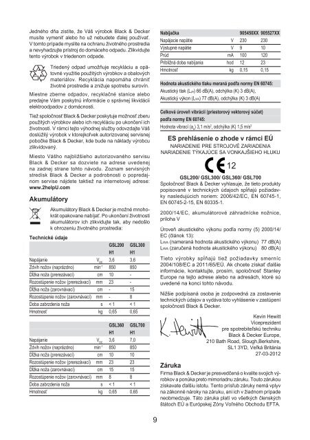 BlackandDecker Debroussaileuse- Gsl700 - Type H1 - Instruction Manual (Slovaque)