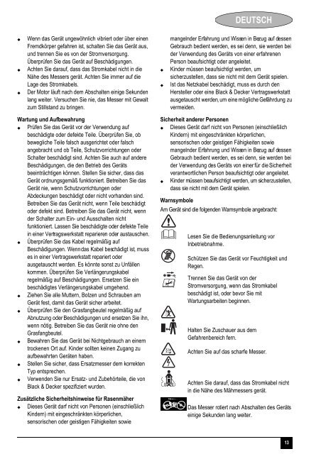 BlackandDecker Tondeuse Rotative- Gr3000 - Type 1 - 2 - Instruction Manual (Europ&eacute;en)