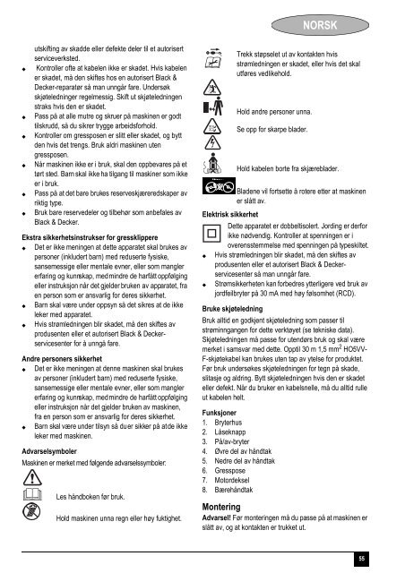 BlackandDecker Tondeuse Rotative- Gr3000 - Type 1 - 2 - Instruction Manual (Europ&eacute;en)