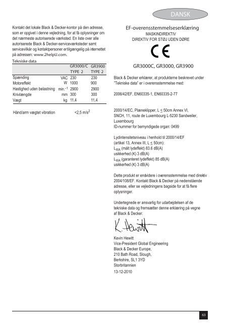 BlackandDecker Tondeuse Rotative- Gr3000 - Type 1 - 2 - Instruction Manual (Europ&eacute;en)