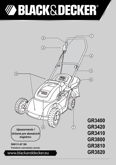 BlackandDecker Tondeuse Rotative- Gr3800 - Type 1 - 2 - Instruction Manual (Slovaque)