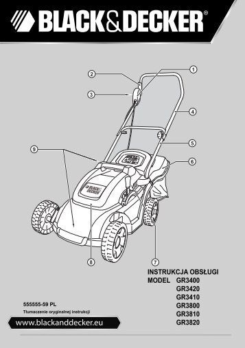 BlackandDecker Tondeuse Rotative- Gr3810 - Type 1 - 2 - Instruction Manual (Pologne)