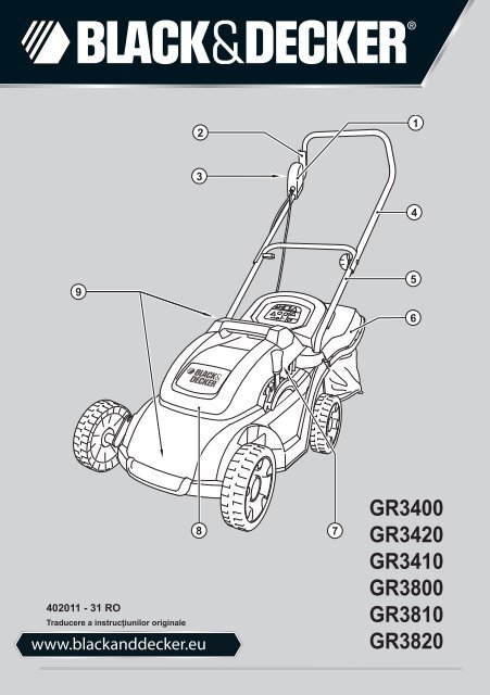 BlackandDecker Tondeuse Rotative- Gr3810 - Type 1 - 2 - Instruction Manual (Roumanie)