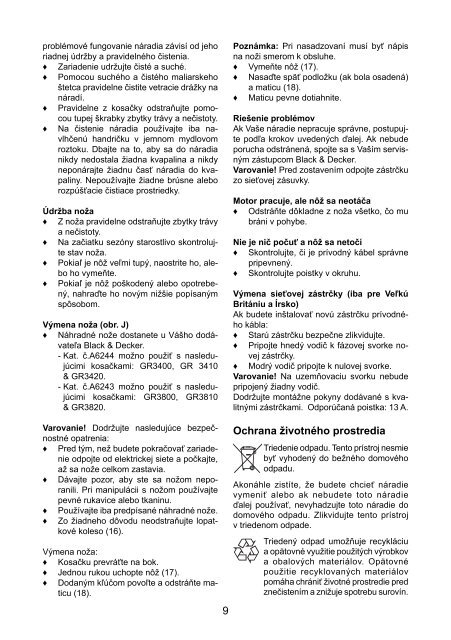 BlackandDecker Tondeuse Rotative- Gr3400 - Type 1 - 2 - Instruction Manual (Slovaque)