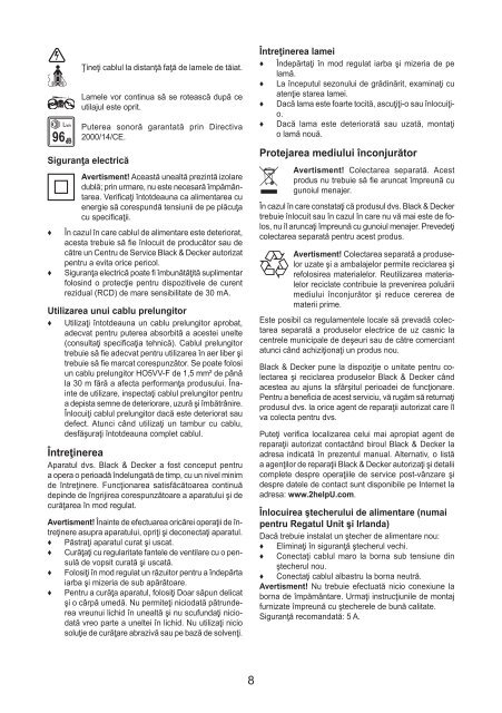 BlackandDecker Tondeuse Rotative- Emax42 - Type 1 - Instruction Manual (Roumanie)