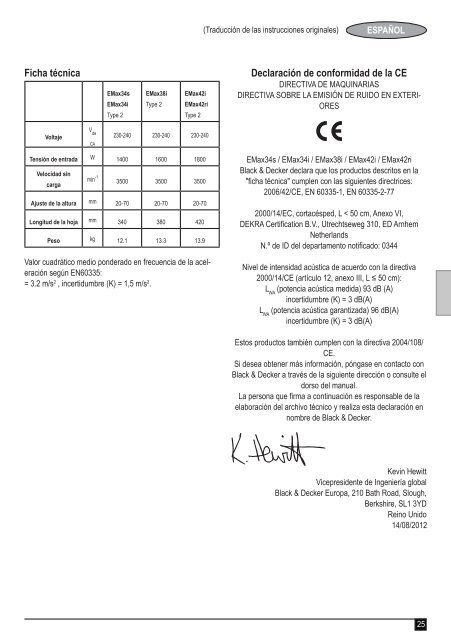 BlackandDecker Tondeuse Rotative- Emax42 - Type 2 - Instruction Manual (Europ&eacute;en)