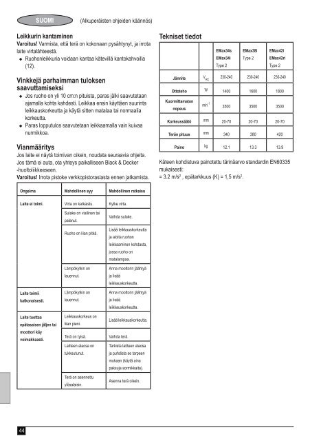 BlackandDecker Tondeuse Rotative- Emax42 - Type 2 - Instruction Manual (Europ&eacute;en)