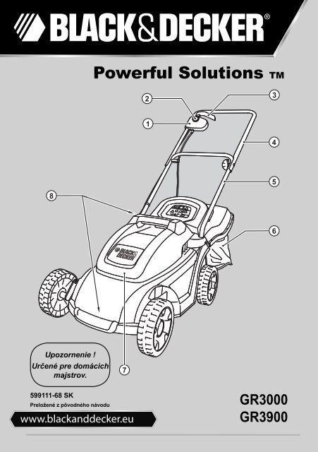 BlackandDecker Tondeuse- Gr3900 - Type 1 - 2 - Instruction Manual (Slovaque)