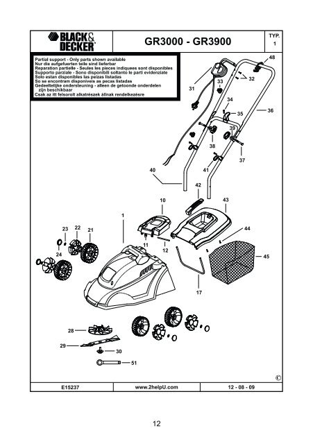 BlackandDecker Tondeuse- Gr3900 - Type 1 - 2 - Instruction Manual (Slovaque)