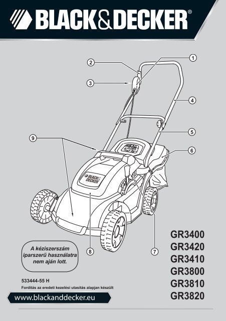 BlackandDecker Tondeuse Rotative- Gr3820 - Type 1 - Instruction Manual (la Hongrie)