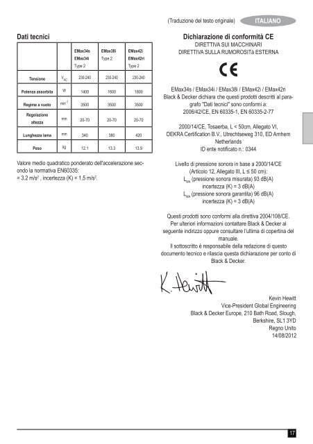 BlackandDecker Tondeuse Rotative- Emax38 - Type 2 - Instruction Manual (Europ&eacute;en)