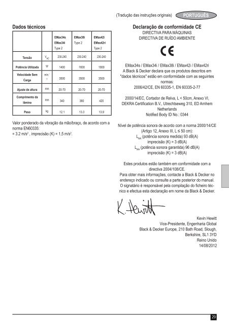 BlackandDecker Tondeuse Rotative- Emax38 - Type 2 - Instruction Manual (Europ&eacute;en)