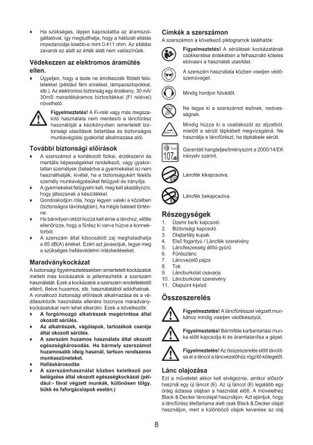 BlackandDecker Tronconneuse- Gk1935 - Type 2 - Instruction Manual (la Hongrie)