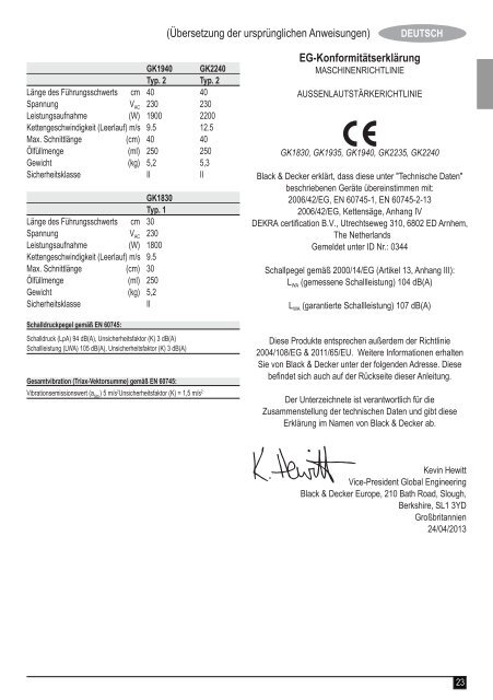 BlackandDecker Tronconneuse- Gk1935 - Type 2 - Instruction Manual (Europ&eacute;en)