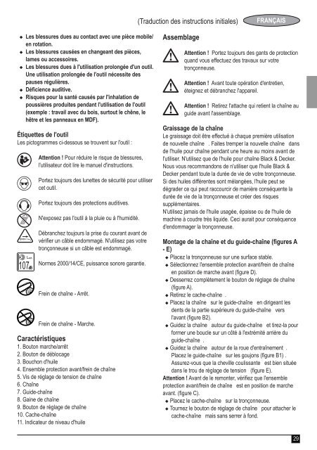 BlackandDecker Tronconneuse- Gk1935 - Type 2 - Instruction Manual (Europ&eacute;en)