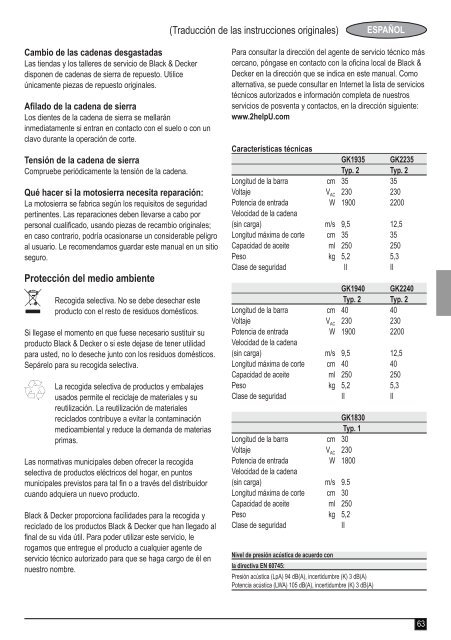 BlackandDecker Tronconneuse- Gk1935 - Type 2 - Instruction Manual (Europ&eacute;en)